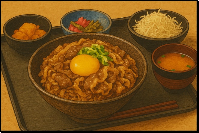 우삼겹 덮밥 일러스트